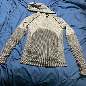 Fabletics Long Sleeve Gray and Black Top with Hood